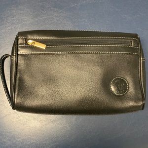Black large travel cosmetic bag with handles on the side